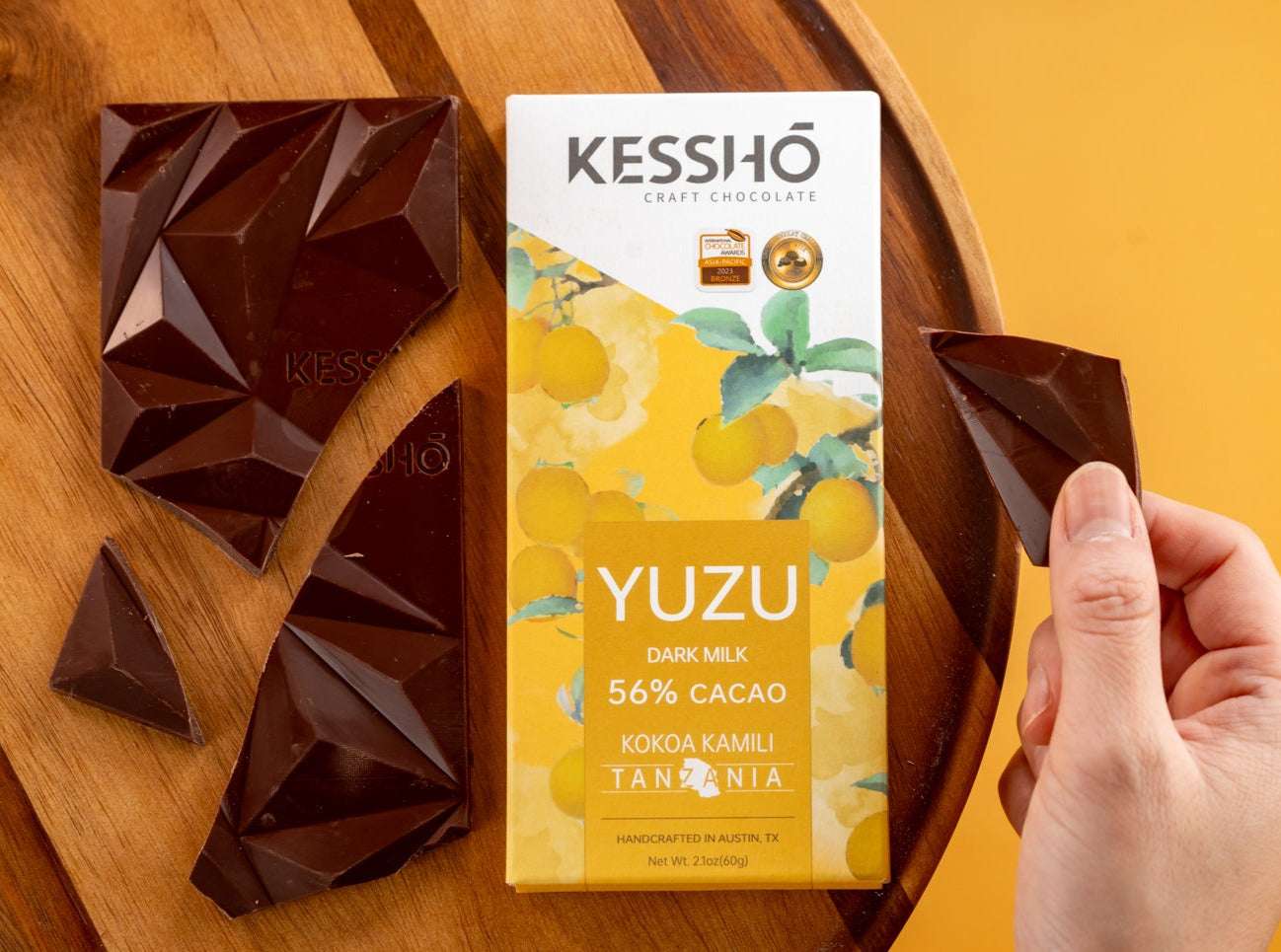 KESSHŌ Yuzu 56% Dark Milk Chocolate Bar Lifestyle