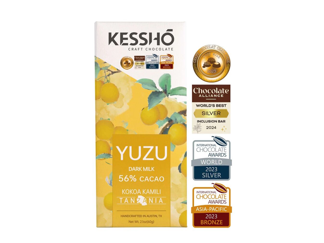 KESSHŌ Yuzu 56% Dark Milk Chocolate Bar