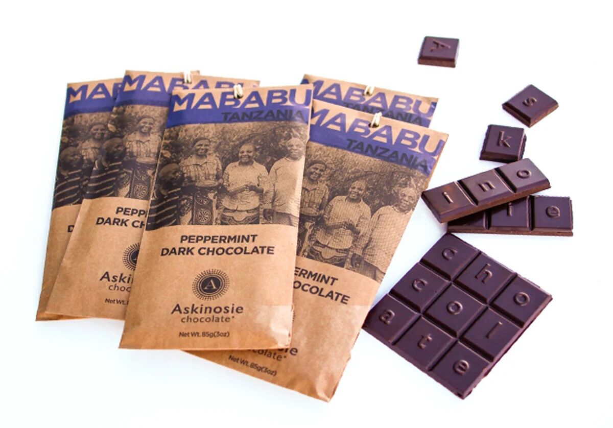 Askinosie Tanzania 58% Dark Chocolate Bar with Peppermint - Image 3
