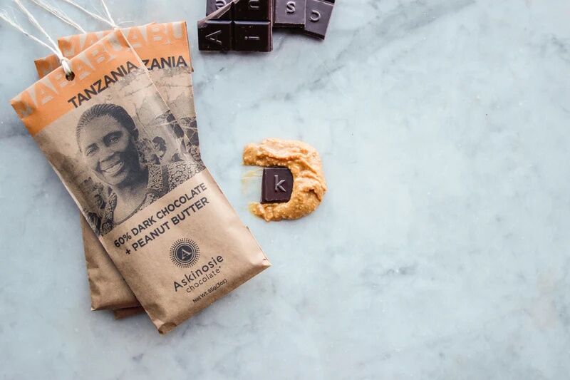 Askinosie Tanzania 60% Dark Chocolate Bar with Peanut Butter - Image 2