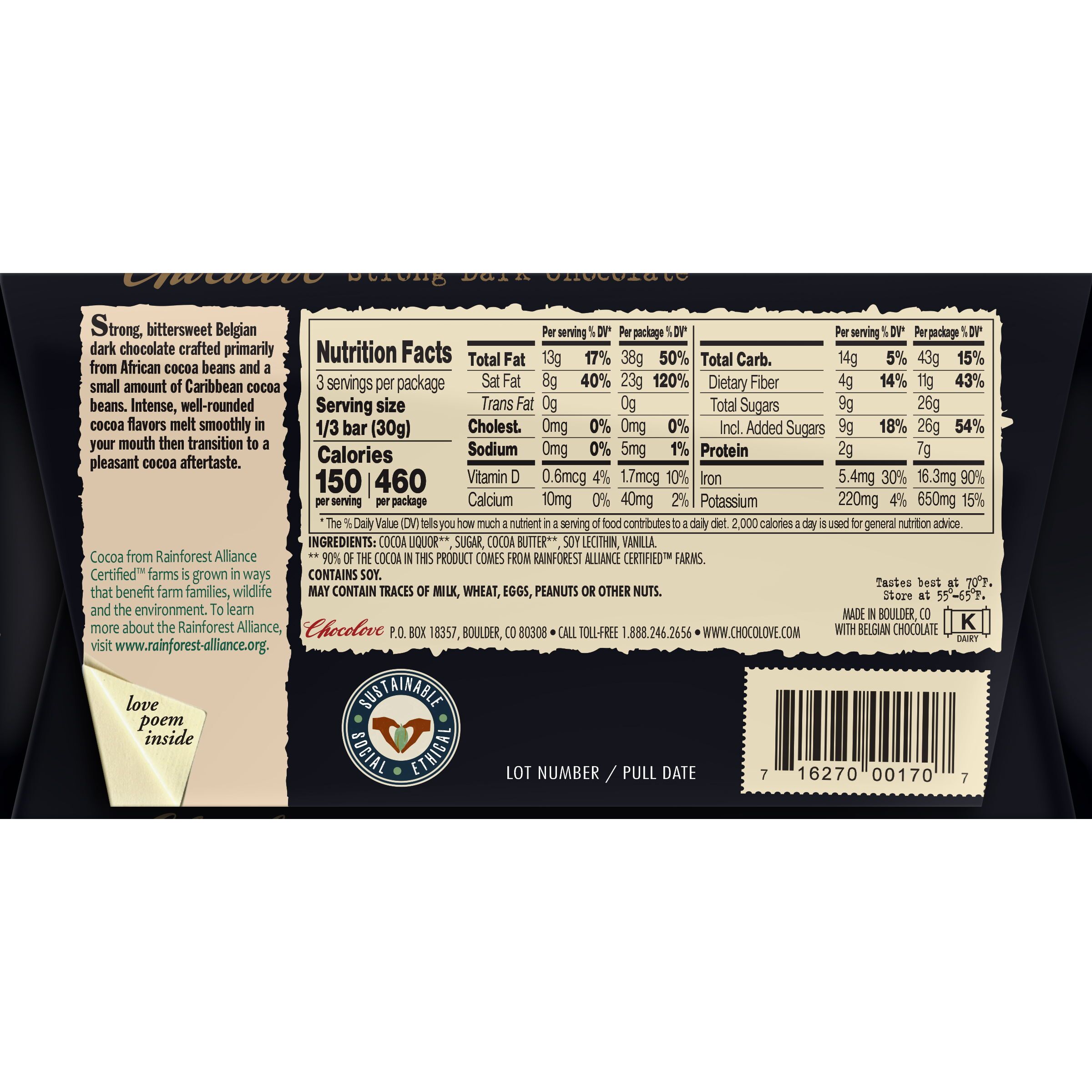 Chocolove 70% Strong Dark Chocolate Bar - Image 2