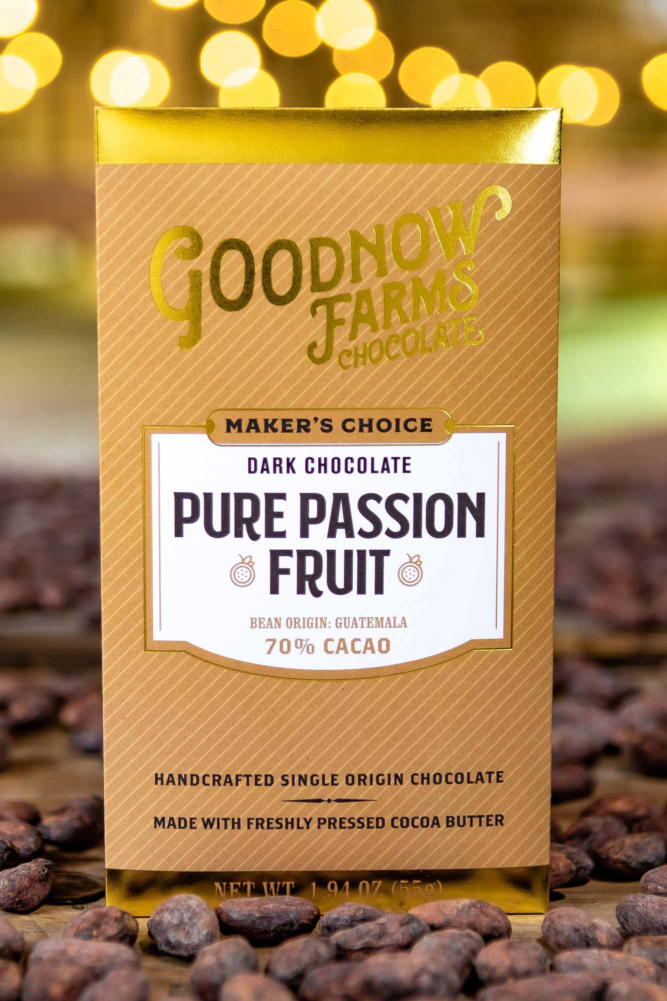 Goodnow Farms Maker's Choice Guatemala 70% Dark Chocolate Bar with Pure Passion Fruit