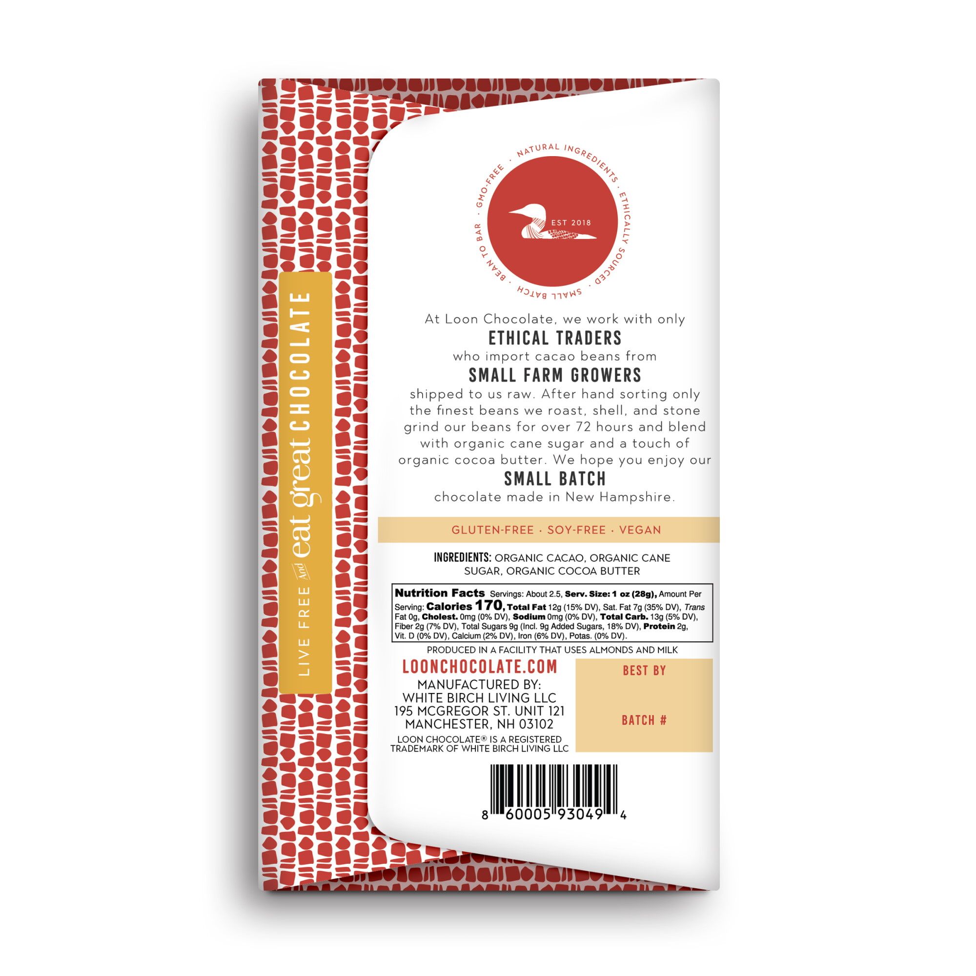Loon Chocolate Semuliki Forest Uganda 72% Dark Chocolate Bar Back