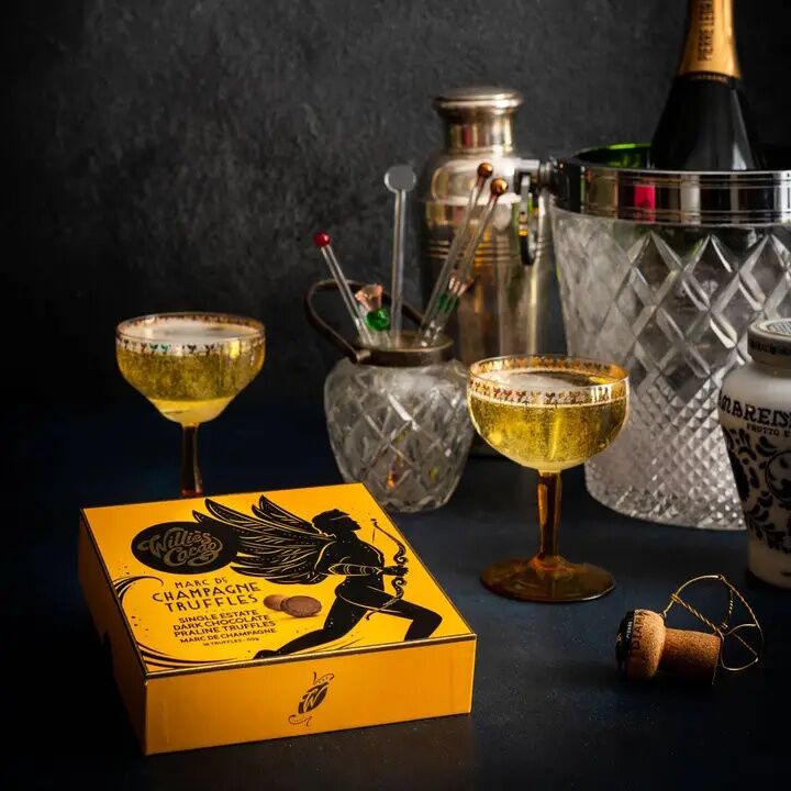 Willie's Cacao 16-Piece Dark Chocolate Praline Truffles with Marc de Champagne Lifestyle