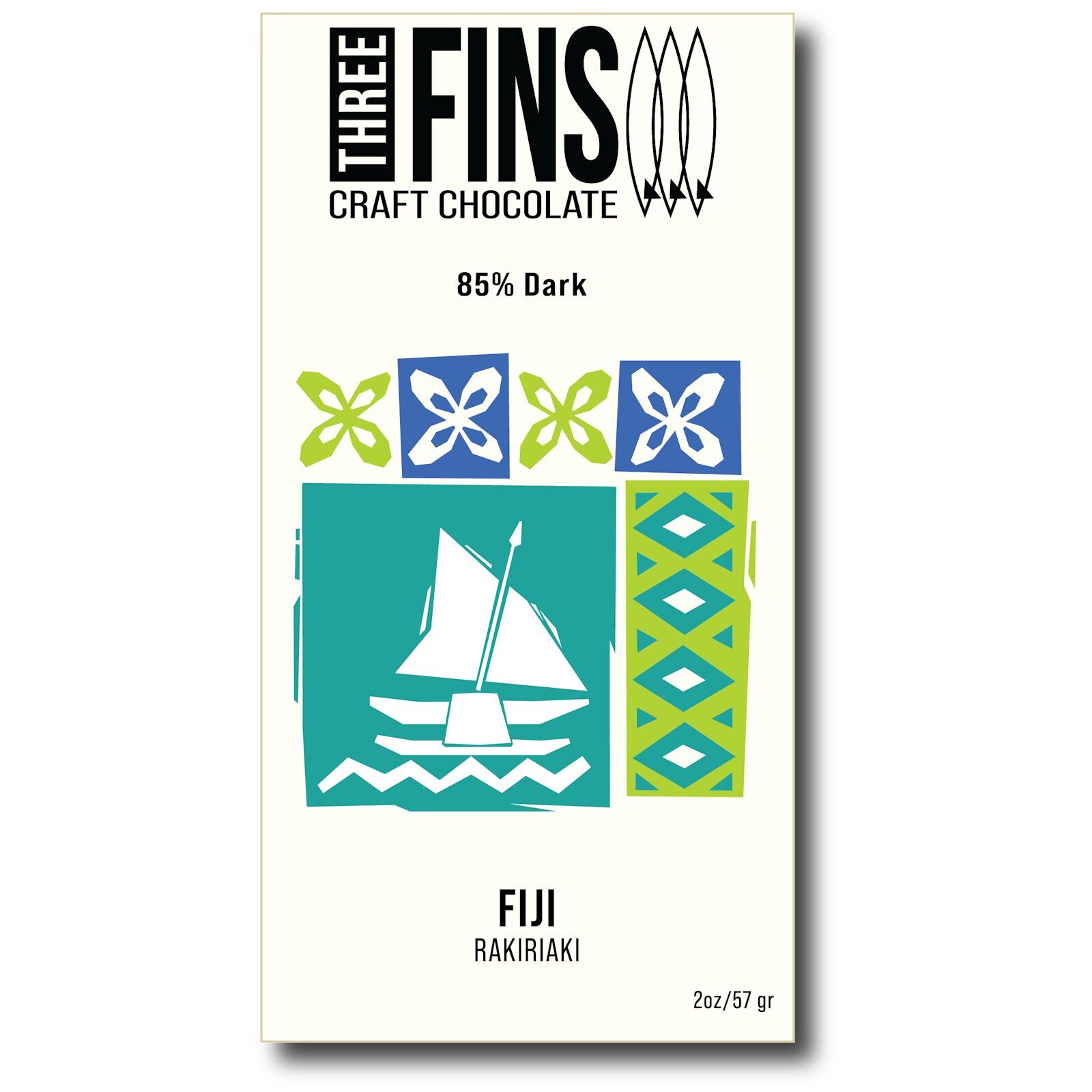 Three Fins Craft Chocolate Rakiriaki Fiji 85% Dark Chocolate Bar