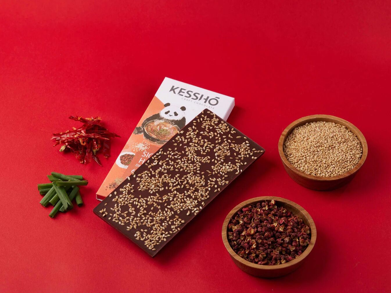 KESSHO Sichuan Hot Pot 62% Dark Chocolate Bar Open Lifestyle 2