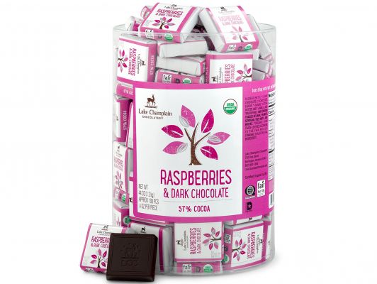 Lake Champlain 57% Dark Chocolate Squares with Raspberries