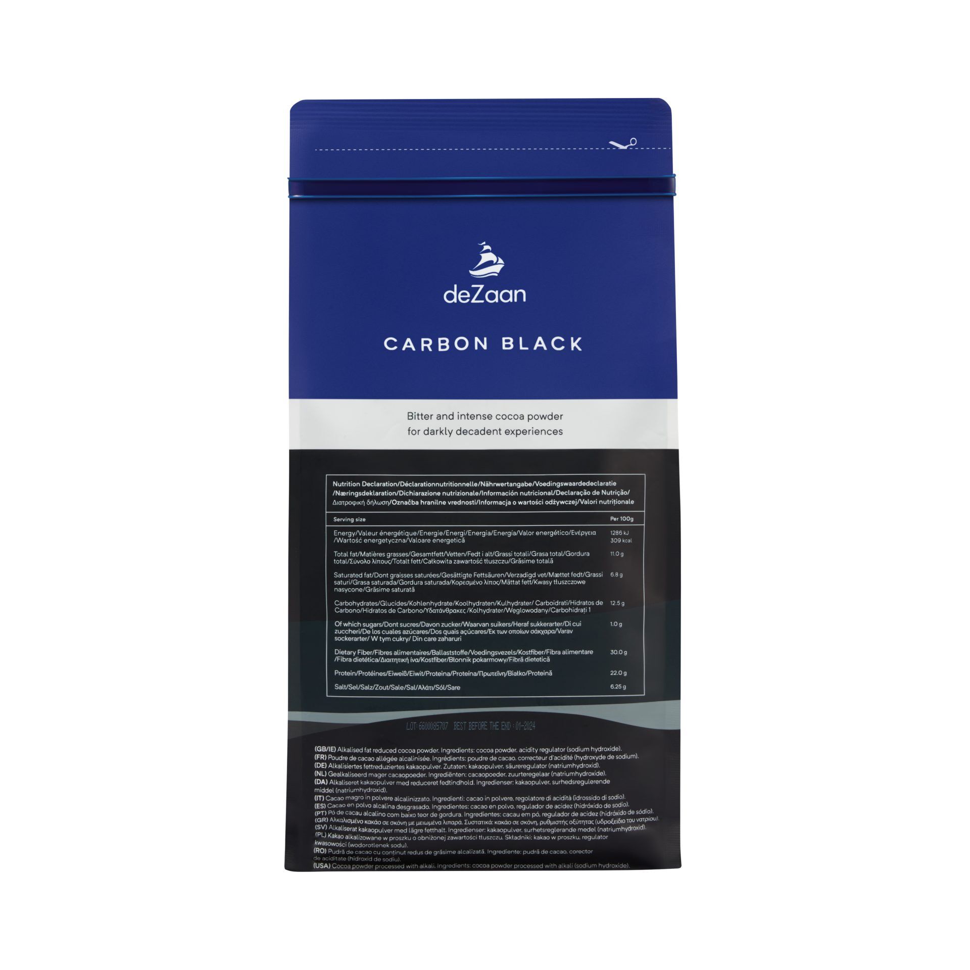 deZaan Carbon Black 10-12% Dutched Cocoa Powder Back 2 2023
