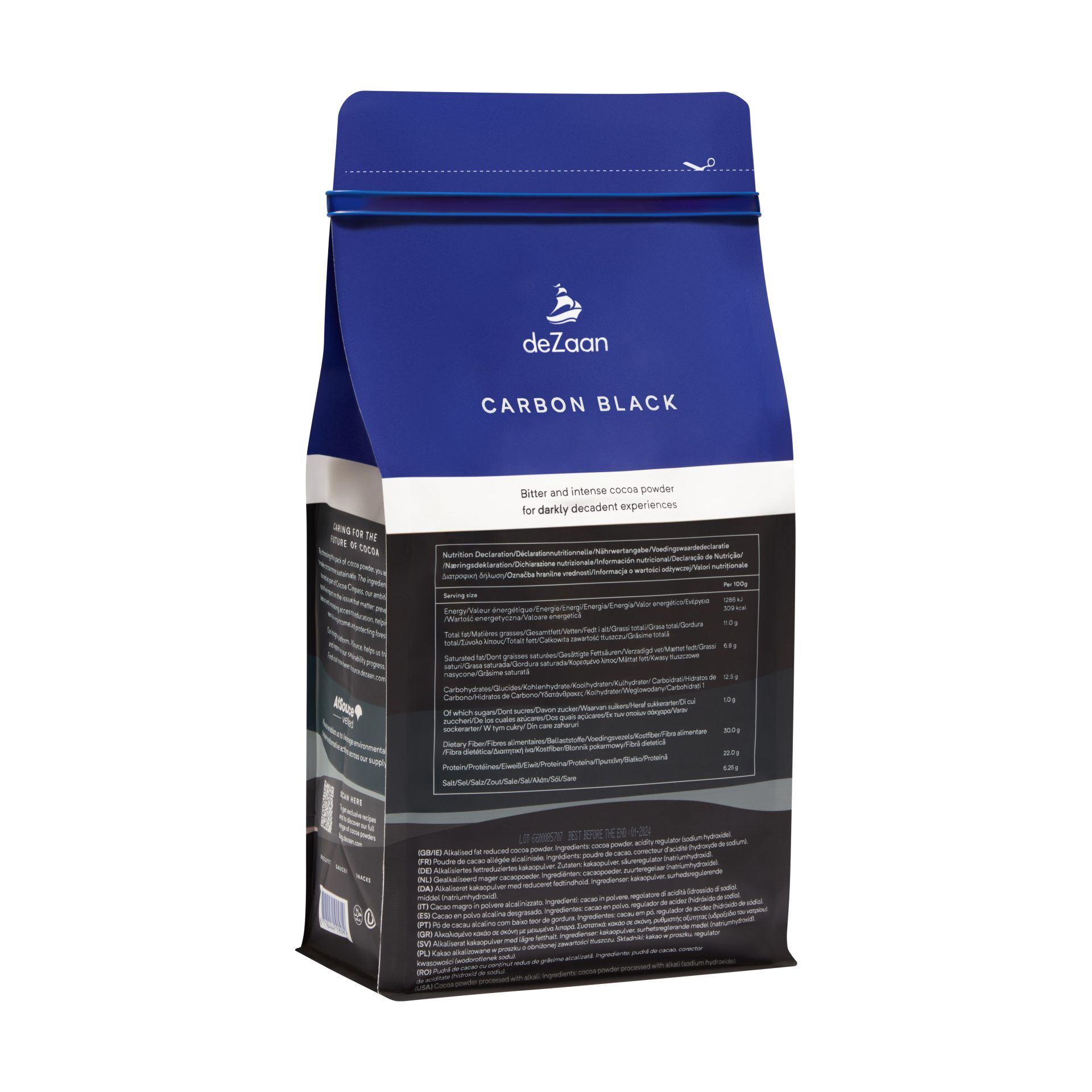 deZaan Carbon Black 10-12% Dutched Cocoa Powder Back 2023