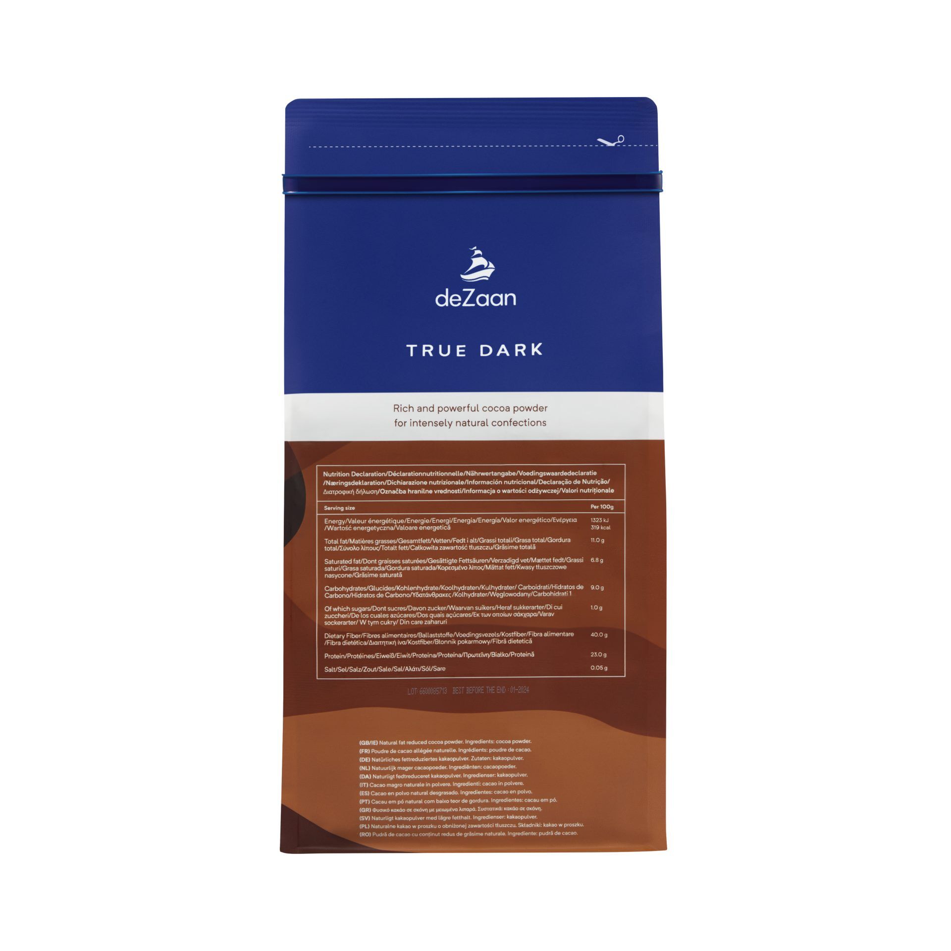 deZaan True Dark 10-12% Natural Cocoa Powder Back 2 2023
