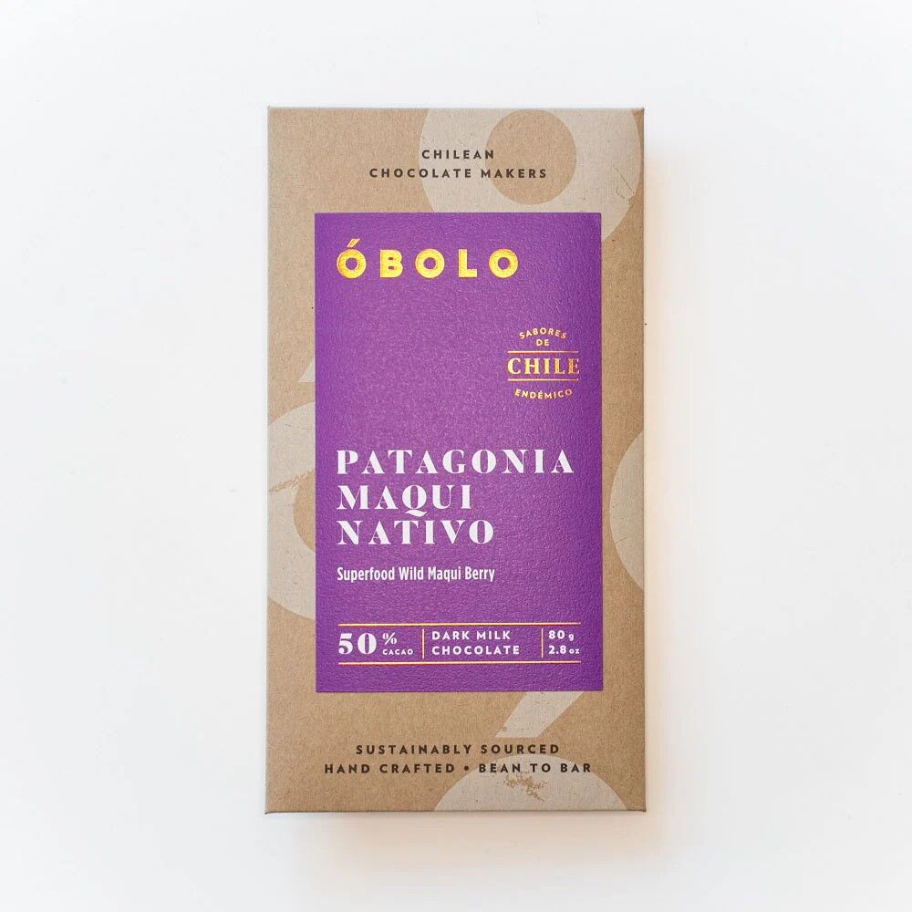 Obolo 50% Dark Milk Chocolate Bar with Native Patagonia Maqui