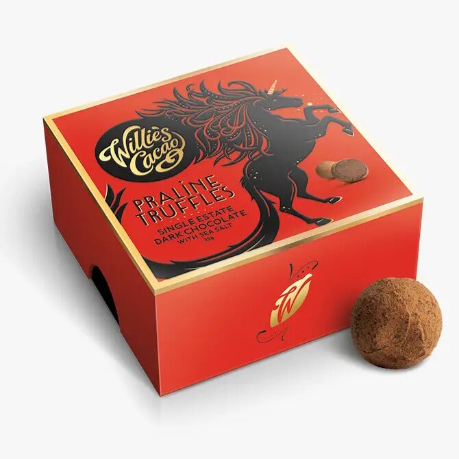 Willie's Cacao 5-Piece Dark Chocolate Praline Truffles with Sea Salt