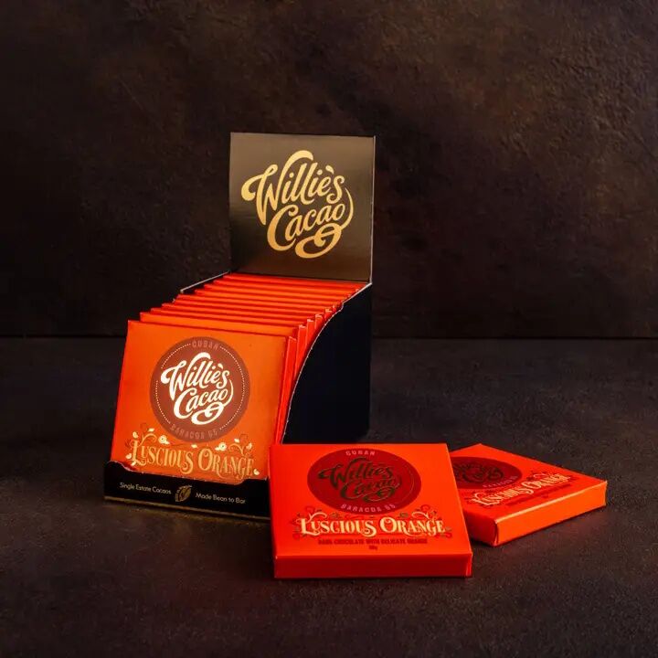 Willie's Cacao 65% Dark Chocolate Bar with Delicate Orange Case