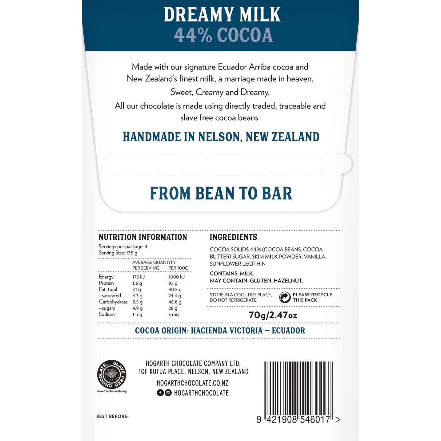Hogarth Ecuador Dreamy Milk 44% Milk Chocolate Bar - Image 2