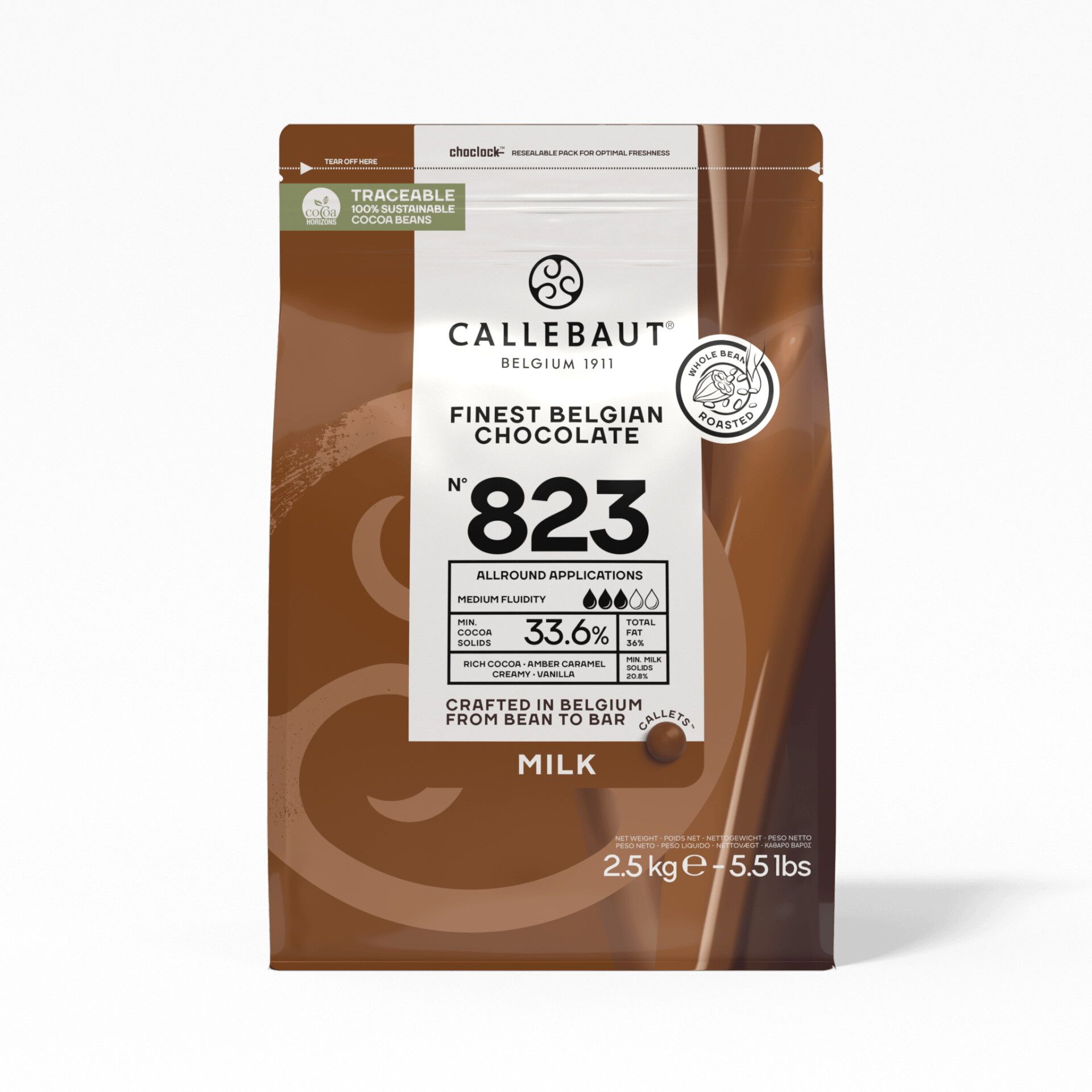 Callebaut 823 33.6% Milk Couverture Chocolate Callets