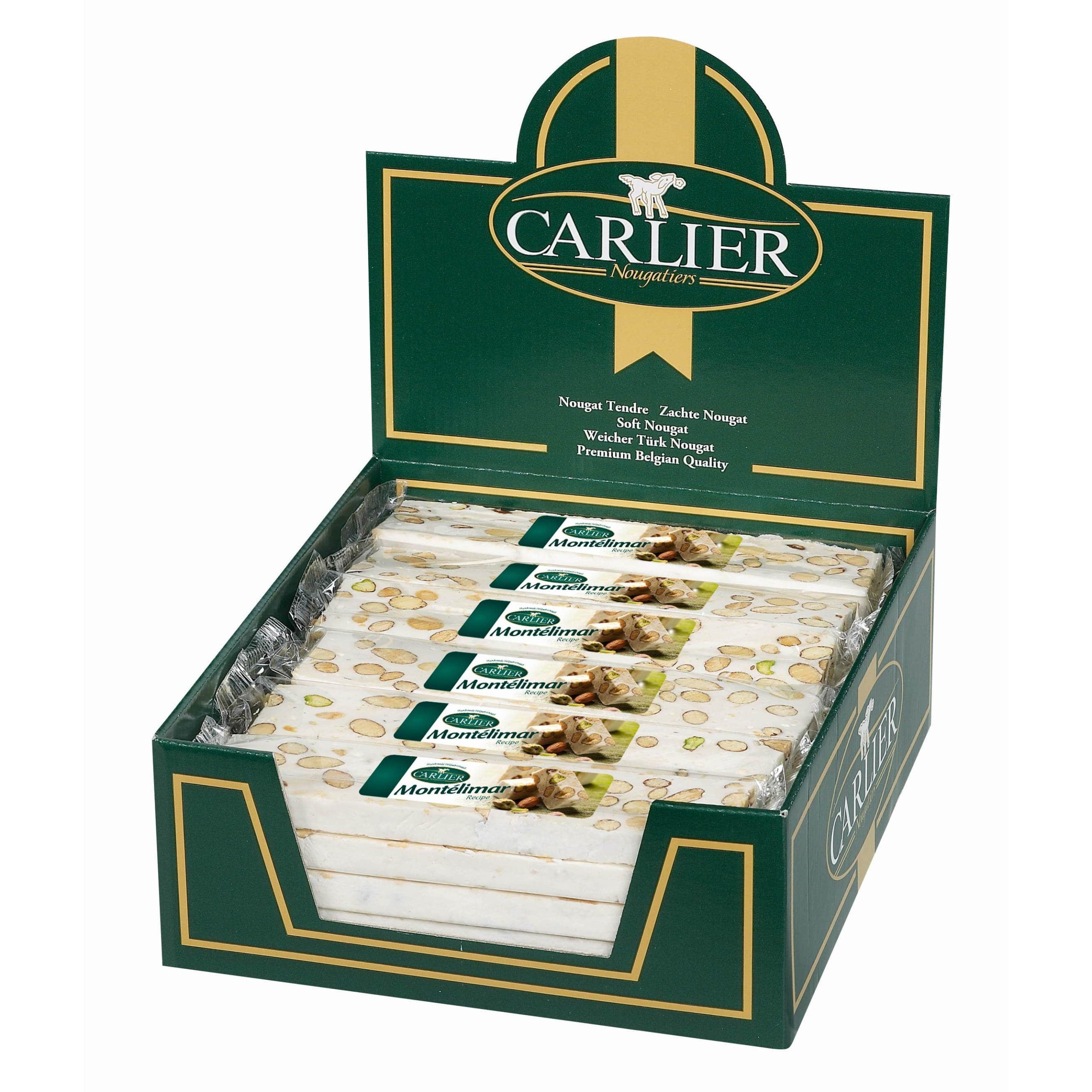 Carlier Montelimar Nougat Bar with Almonds Display-min