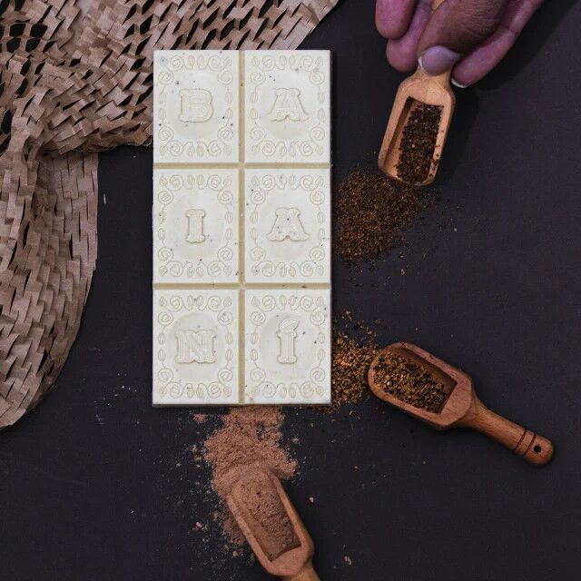 Baiani Brazil White Chocolate Bar with Brazilian Spices Lifestyle