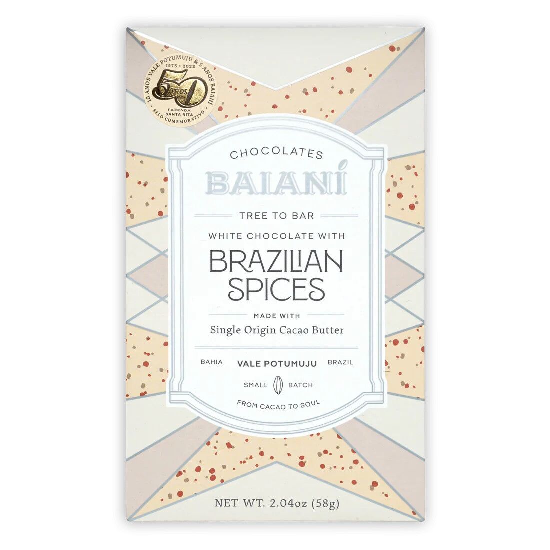 Baiani Brazil White Chocolate Bar with Brazilian Spices