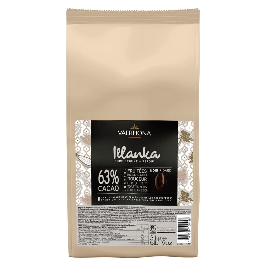 Valrhona Illanka Peru 63% Dark Couverture Chocolate Feves
