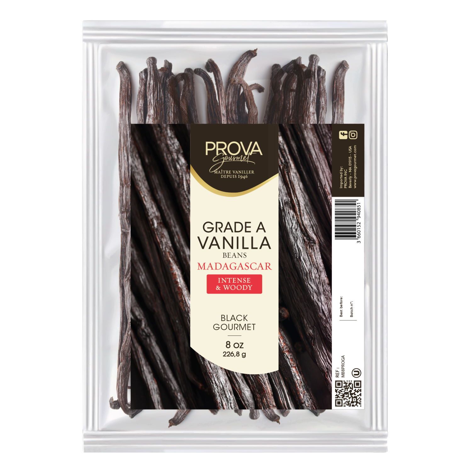 Prova Gourmet Grade A Madagascar Vanilla Beans 8oz