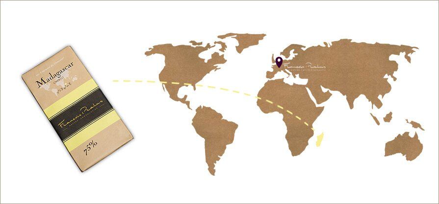 François Pralus Madagascar 75% Dark Chocolate Bar Map