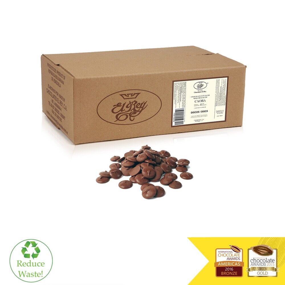 El Rey Caoba 41% Milk Couverture Chocolate Discs