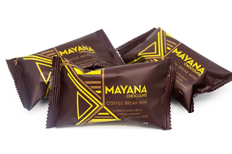 Mayana Chocolate Coffee Break 66% Dark Chocolate Bar with Coffee Marshmallow & Espresso Caramel Lifestyle