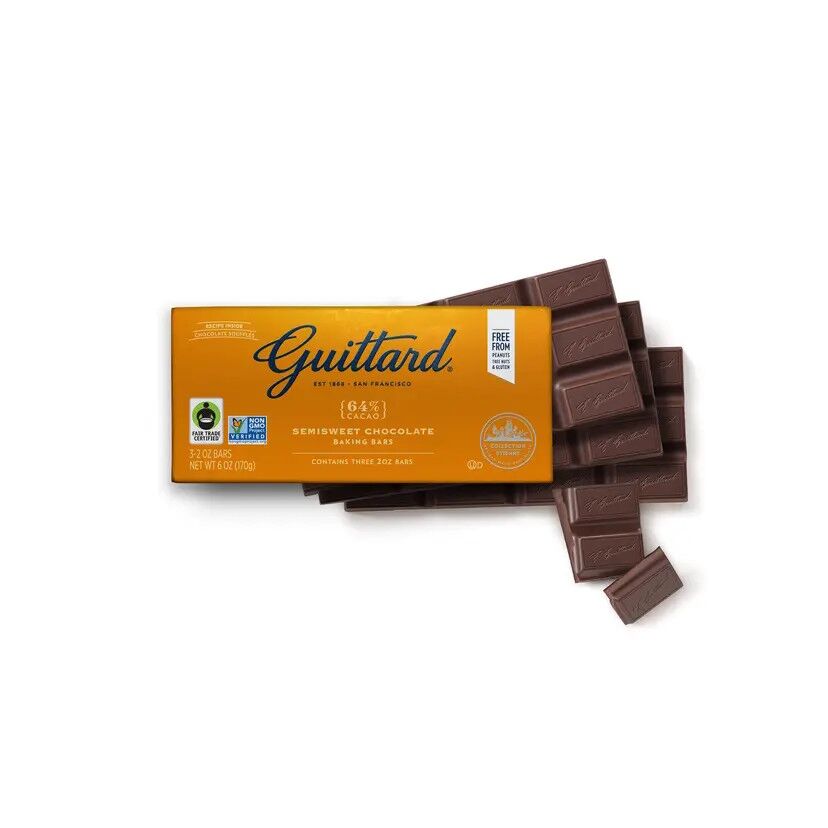 Guittard 64% Semisweet Dark Chocolate Baking Bar Open