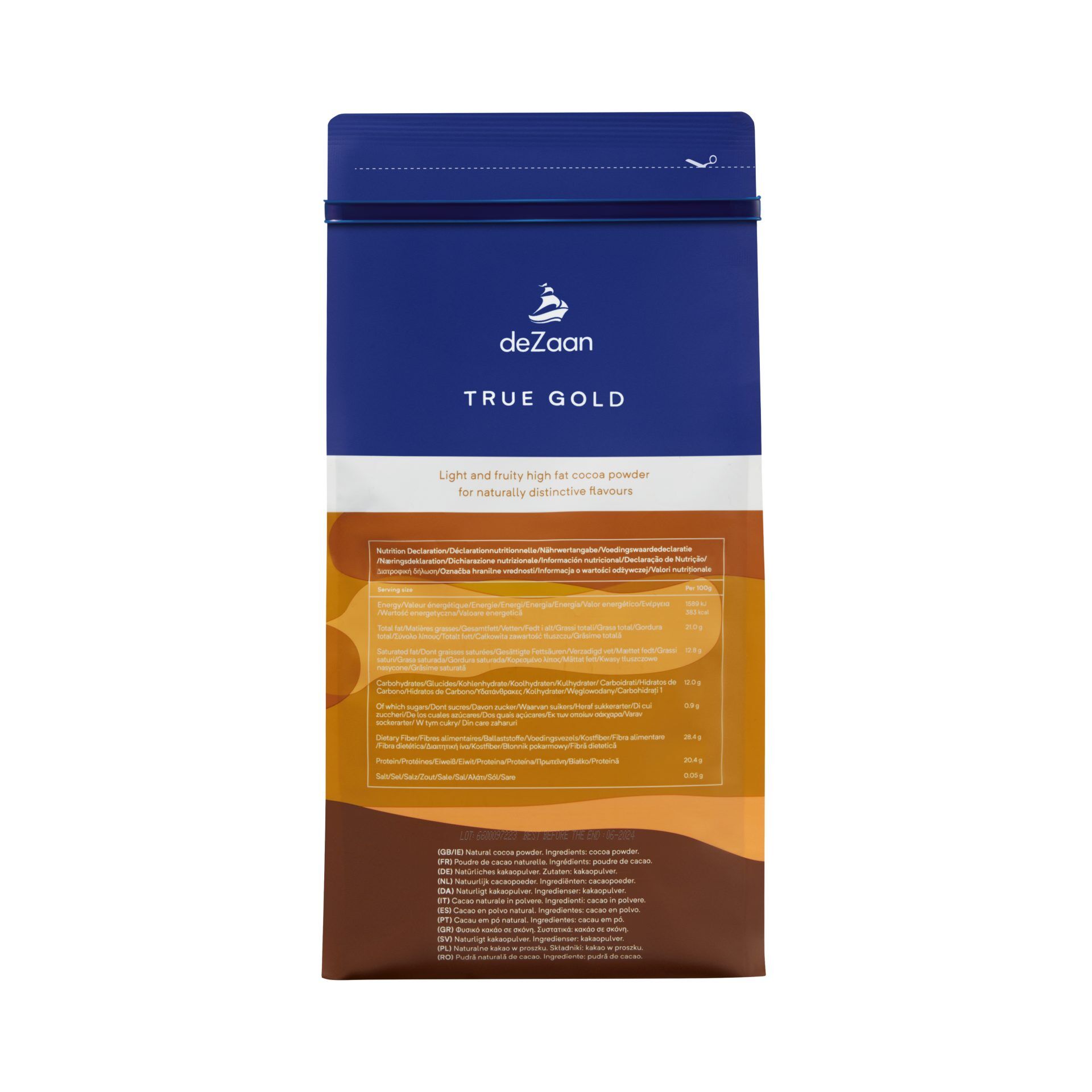 deZaan True Gold 20-22% Natural Cocoa Powder Back 2 2023