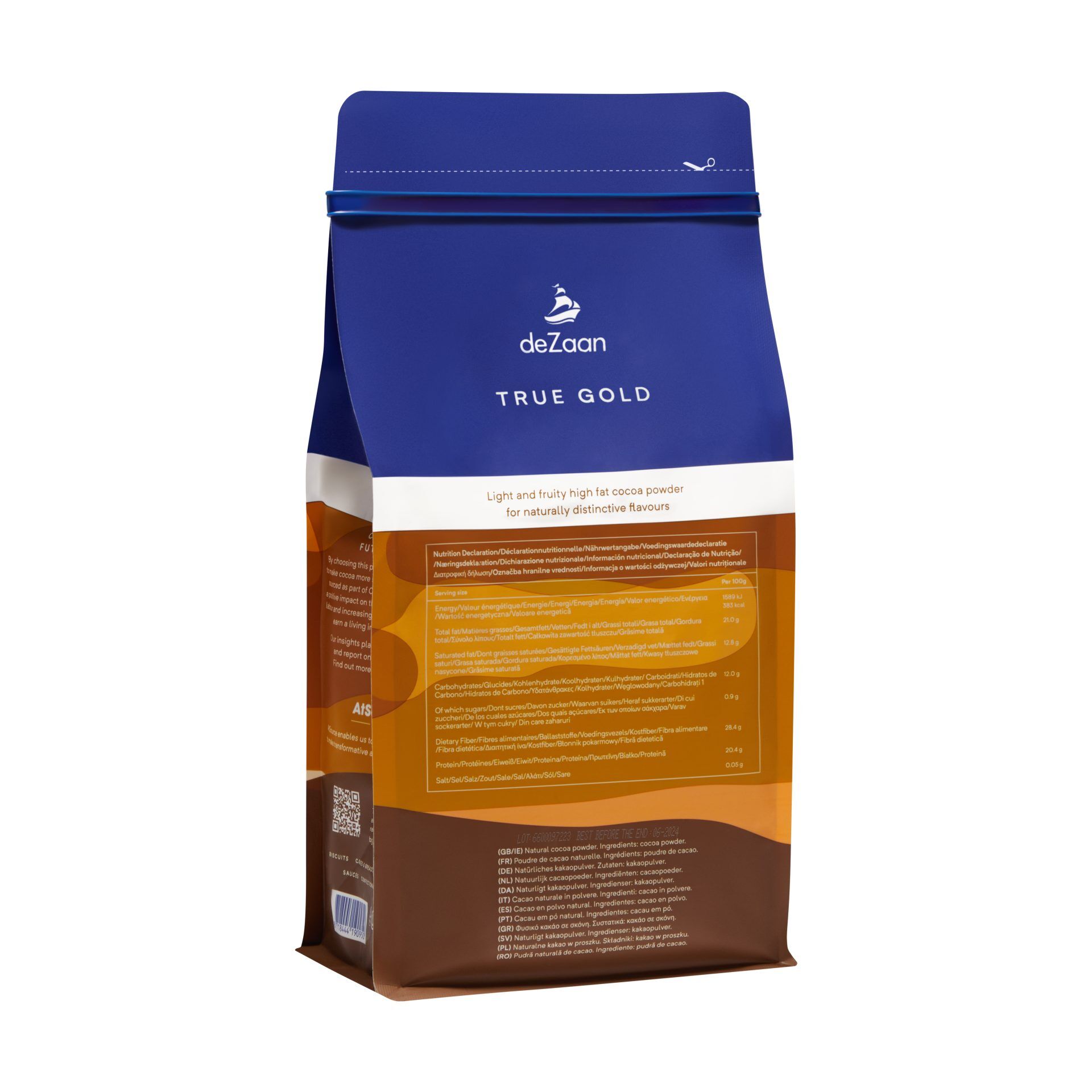 deZaan True Gold 20-22% Natural Cocoa Powder Back 2023