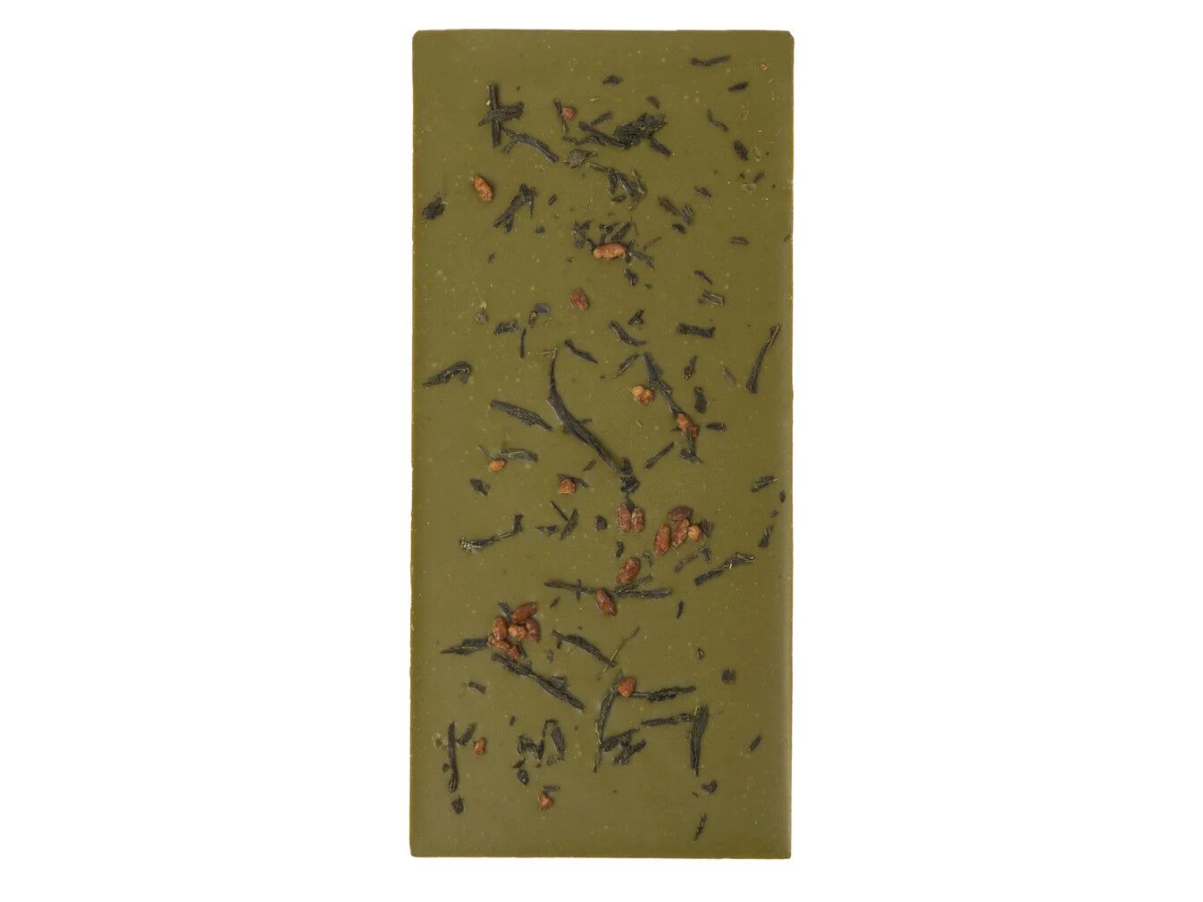 KESSHO Genmaicha White Chocolate Bar Open