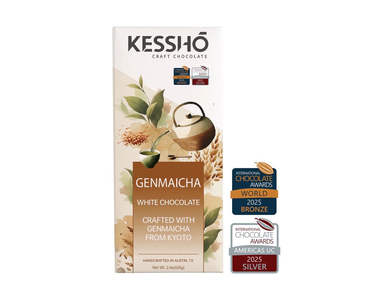 KESSHO Genmaicha White Chocolate Bar