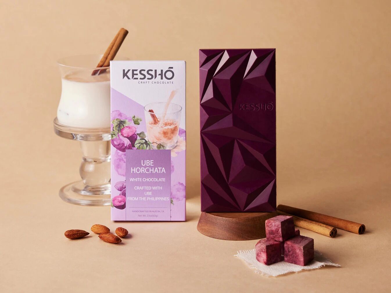 KESSHO Ube Horchata White Chocolate Bar Lifestyle