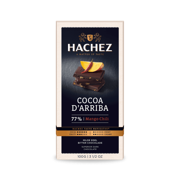Hachez Cocoa d'Arriba Mango Chili 77% Dark Chocolate Bar