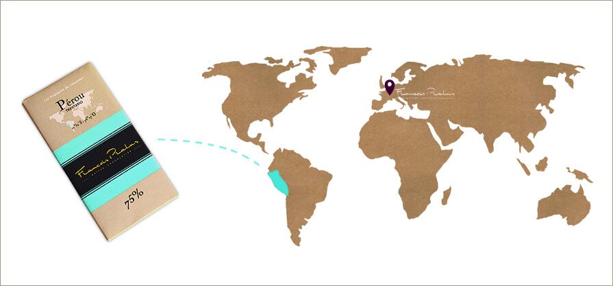 François Pralus Pérou 75% Dark Chocolate Bar Map