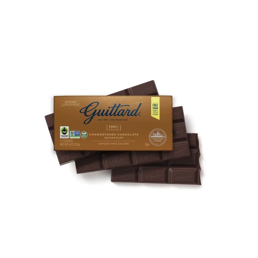 Guittard 100% Unsweetened Dark Chocolate Baking Bars Open