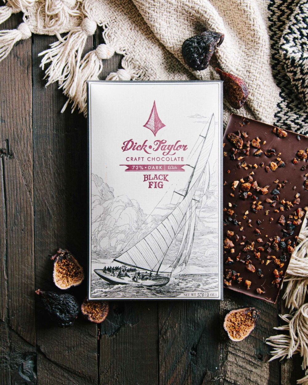 Dick Taylor 72% Dark Chocolate Bar with Black Fig Lifestyle