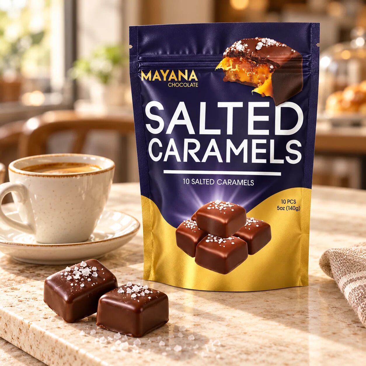 Mayana Chocolate Dark Chocolate Covered Salted Caramels Lifestyle